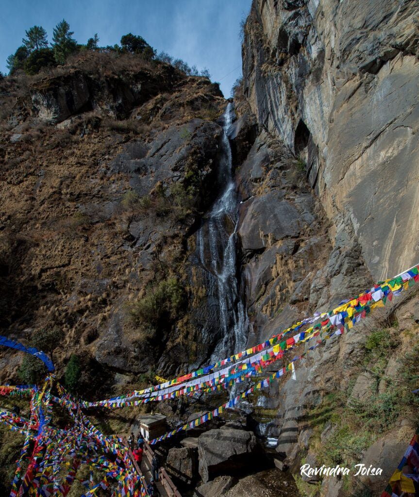 Bridge and the waterfall at Tiger's Nest